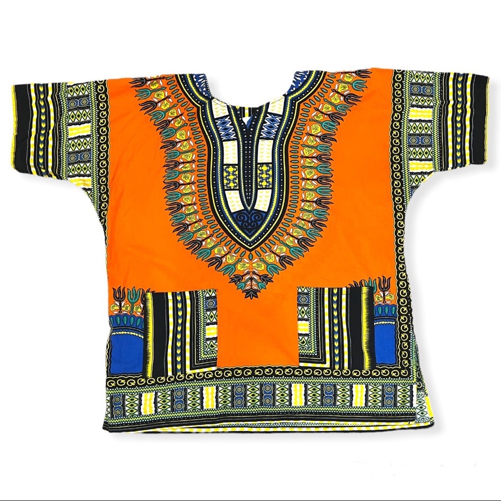 Orange printed Dashiki top